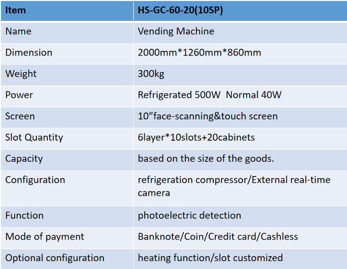 6 Layers 10 Slots + 20 Lockers Specs